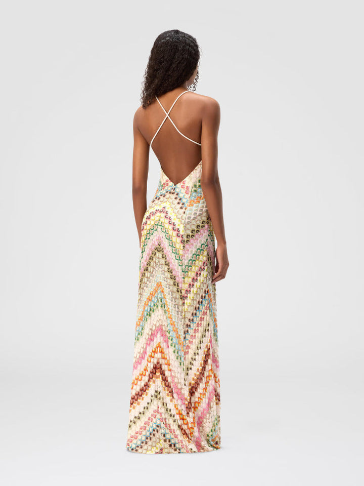 Mariana | Multicolor Knit V-Neck Maxi Dress