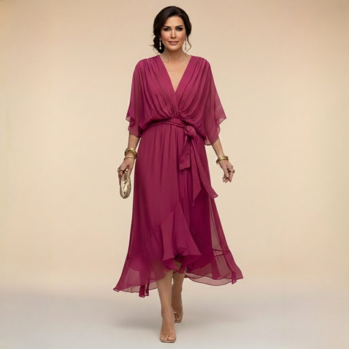Sarah | Chiffon V-Neck Dress