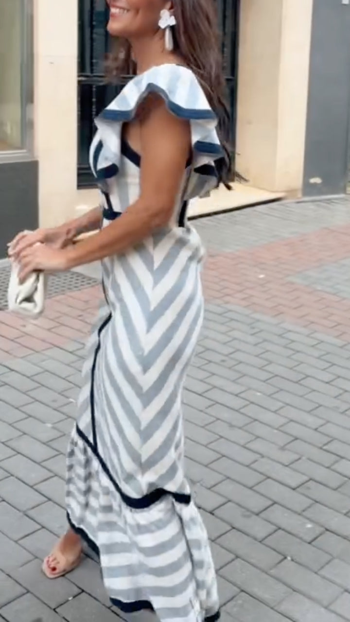 Dianne | Retro Striped Maxi Dress