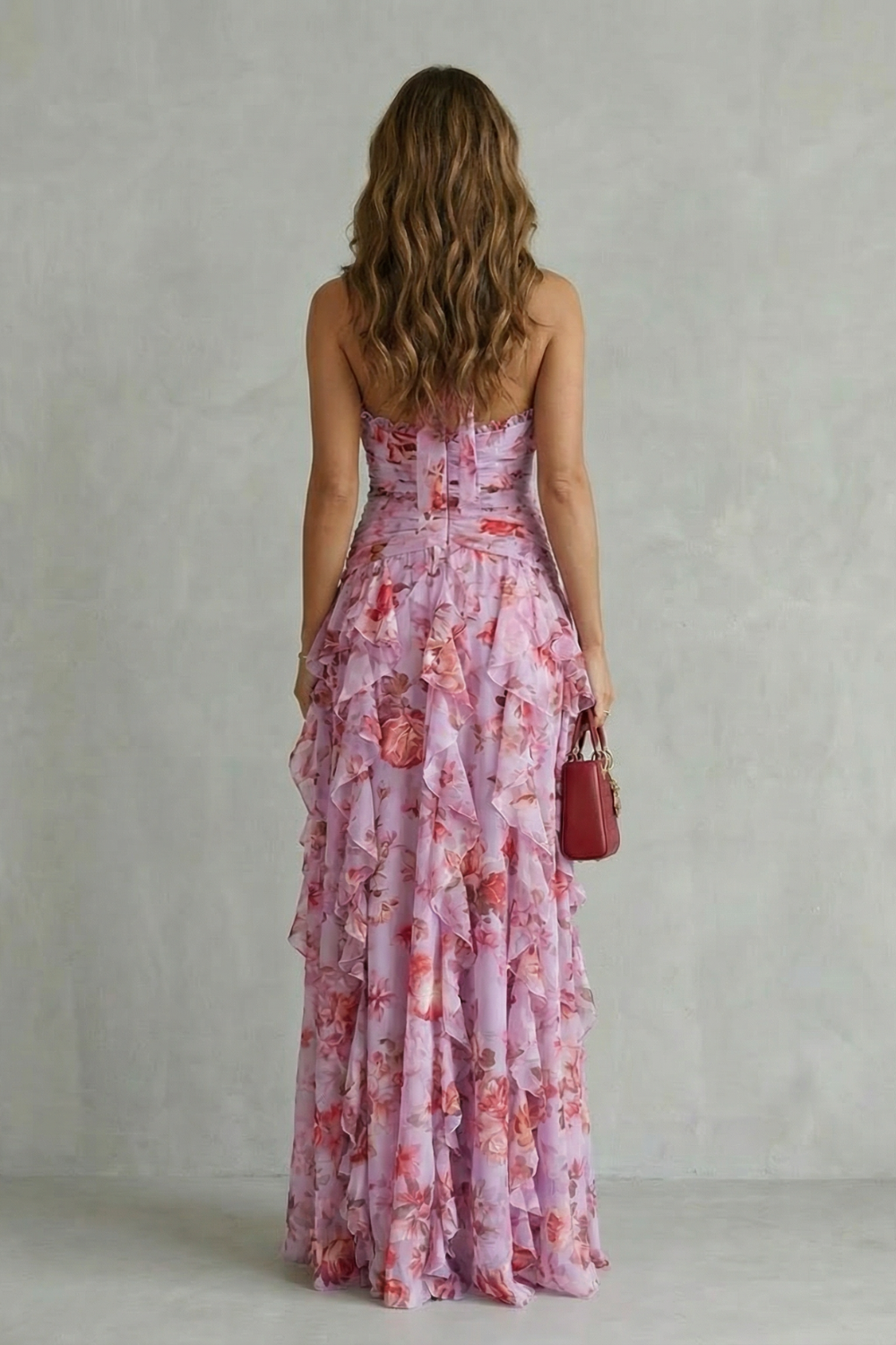 Belladina – Romantic rose cascade – Halter maxi dress
