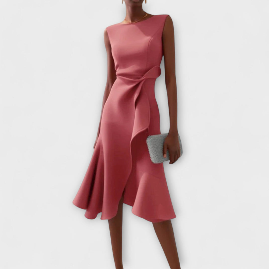 Eleanor | Women’s Draped Asymmetric Midi Dress