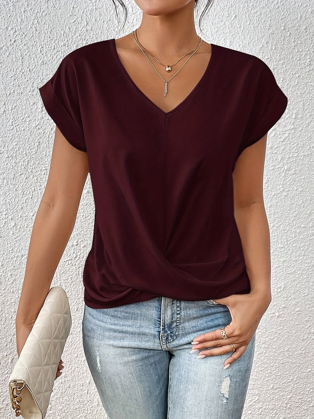Zoe -  The Sweetheart Neckline Casual T-Shirt