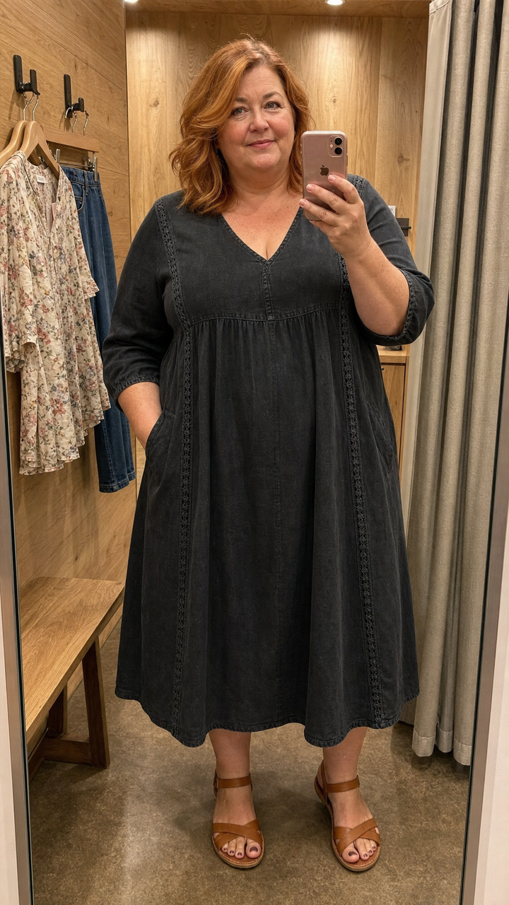 Antonia - 3/4 Sleeve A Line Maxi Dress