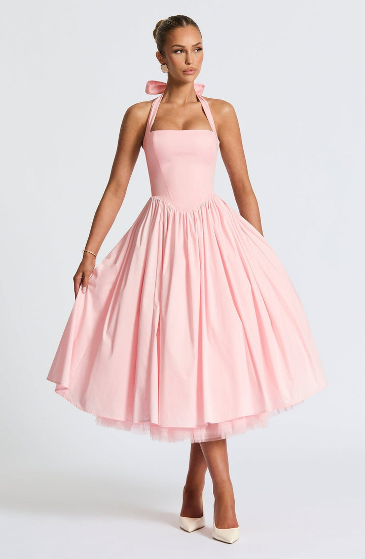 Isabella - Halter Corset Tulle Midi Dress