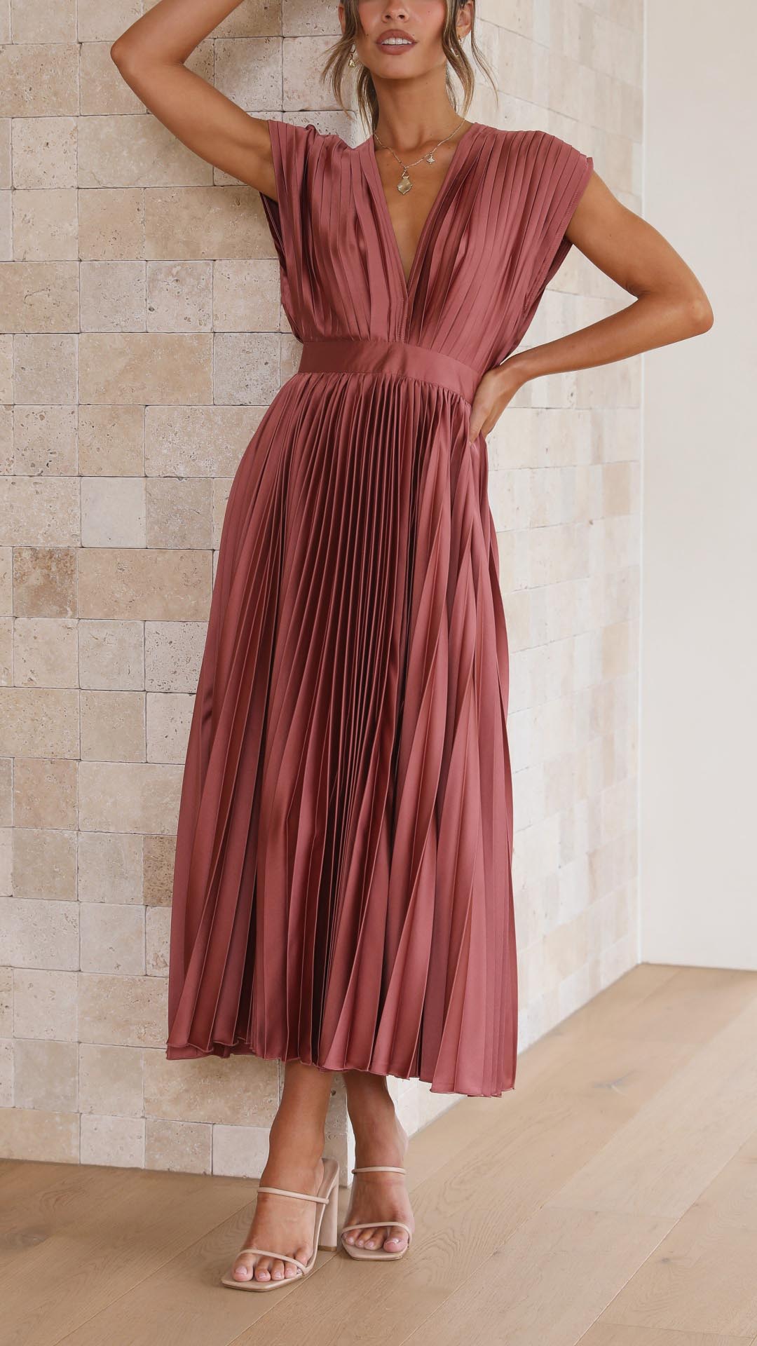 Ella | Women’s Classic Pleated Maxi Dress