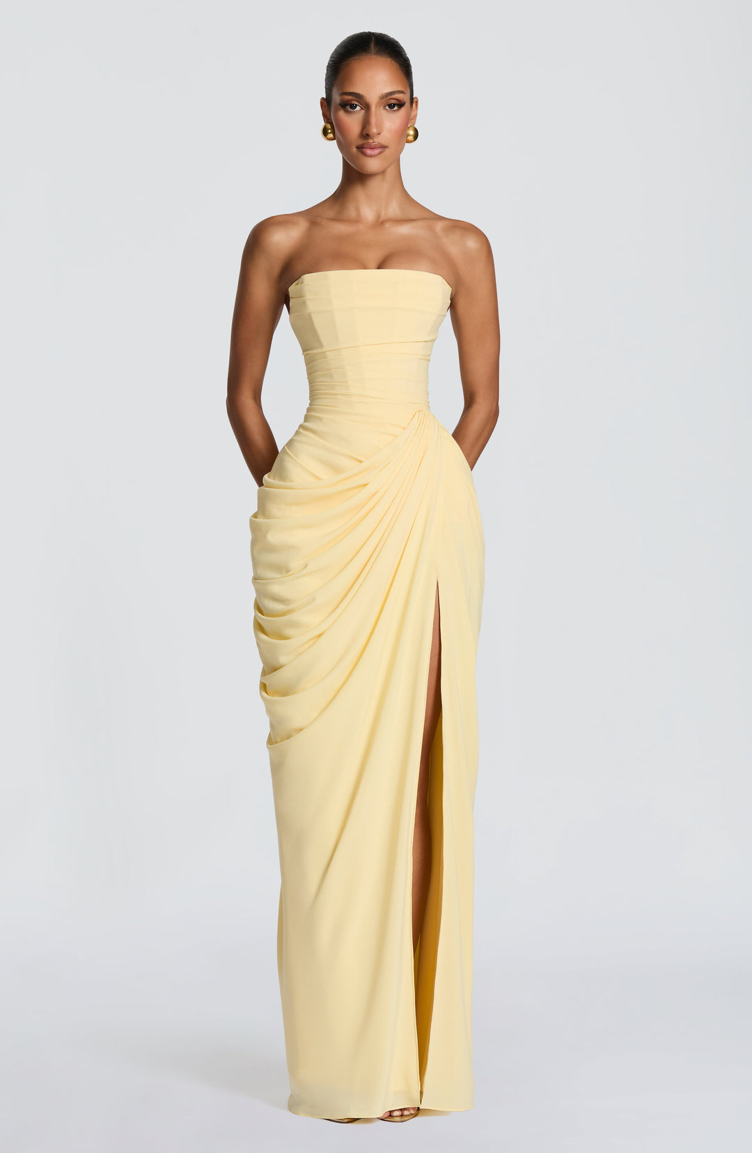 Vivienne | Elegant Draped Maxi Gown with Slit
