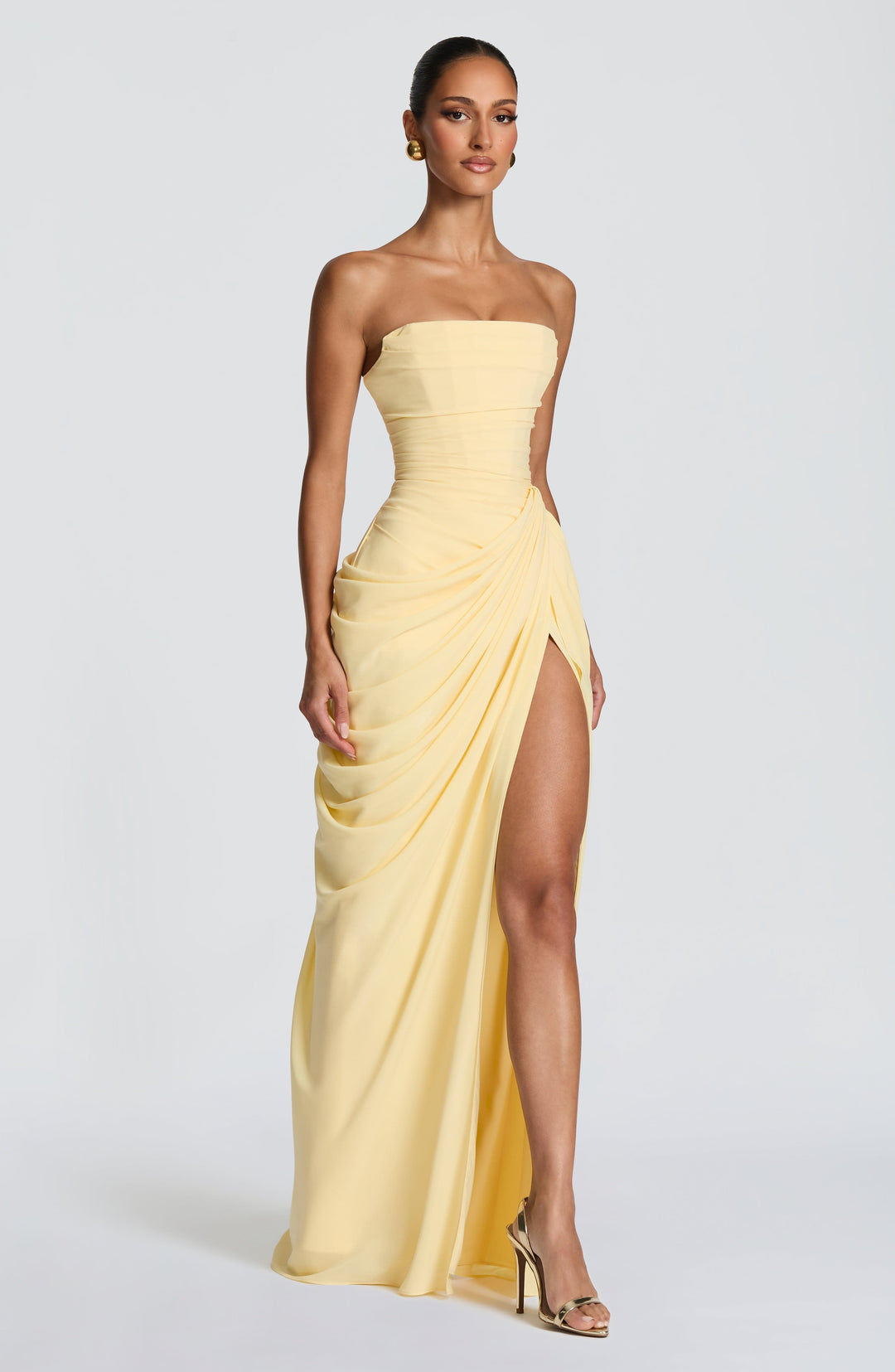 Vivienne | Elegant Draped Maxi Gown with Slit