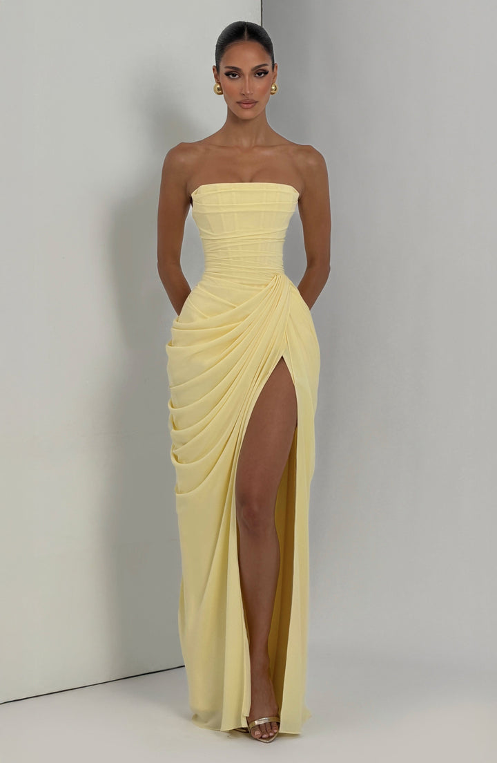 Vivienne | Elegant Draped Maxi Gown with Slit