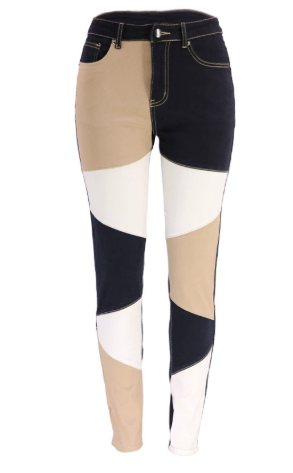 Calliope - Tube Pants With Color Block Pattern