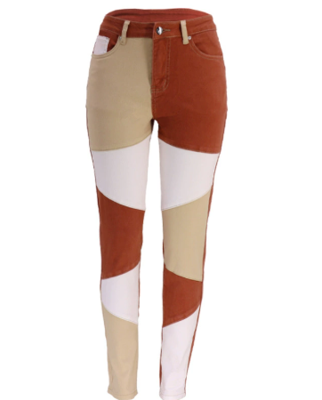 Calliope - Tube Pants With Color Block Pattern