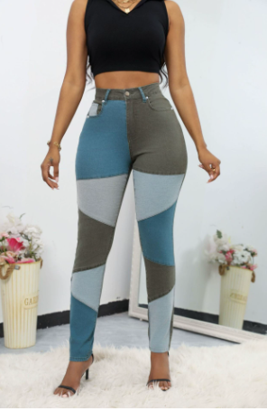 Calliope - Tube Pants With Color Block Pattern