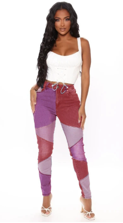 Calliope - Tube Pants With Color Block Pattern