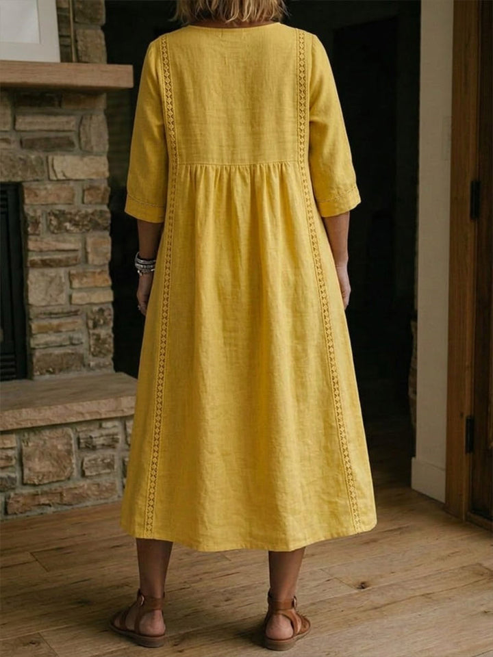 Antonia - 3/4 Sleeve A Line Maxi Dress