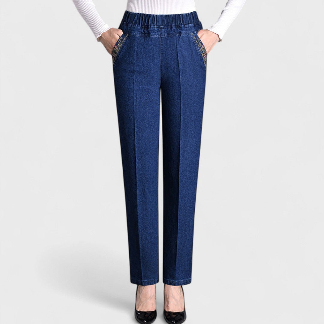 Emma | Women’s Comfortable Stretch Jeans with Side Pockets and Elastic Waist