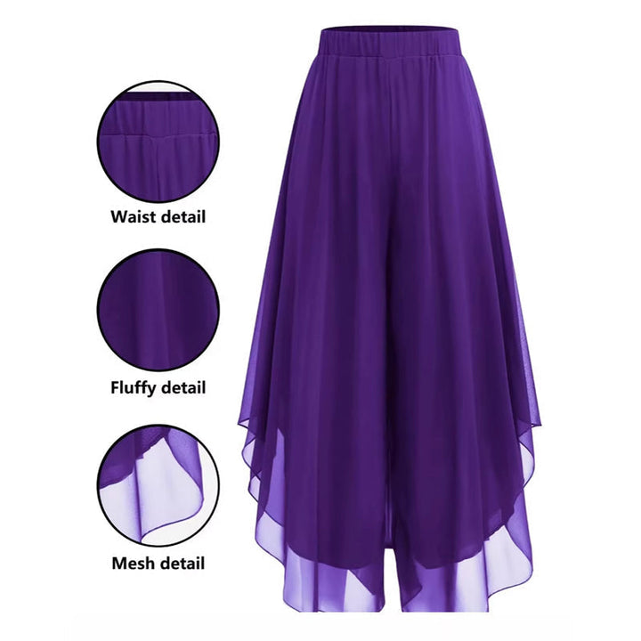 Riza - Women's asymmetrical chiffon pants with wide legs