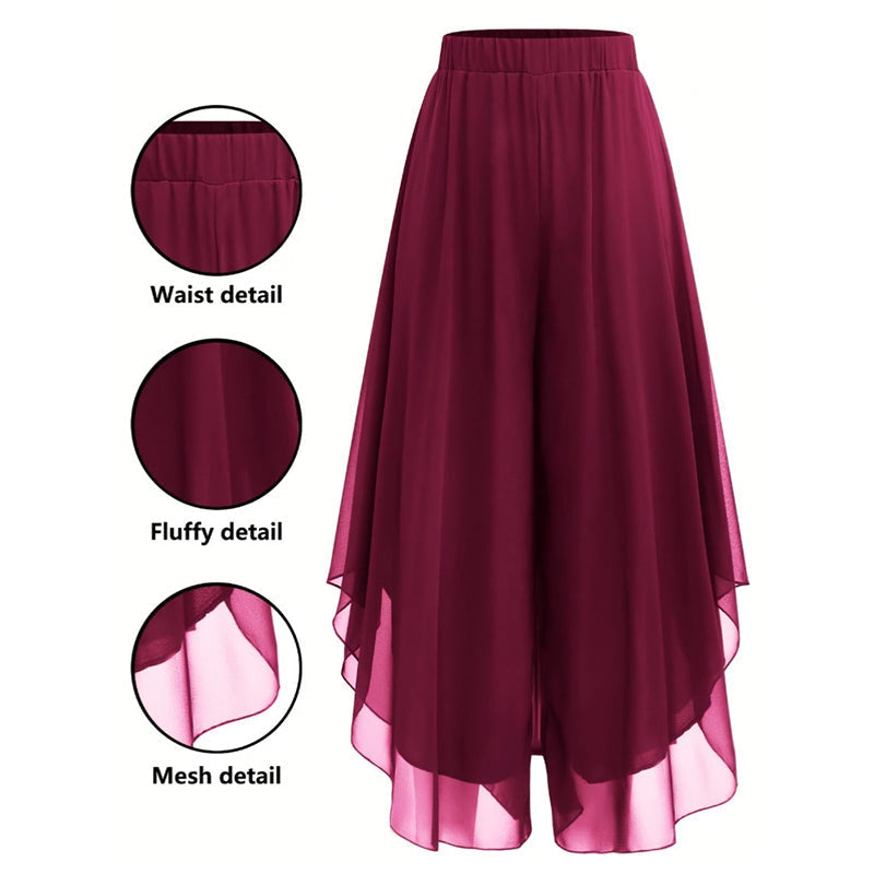 Riza - Women's asymmetrical chiffon pants with wide legs