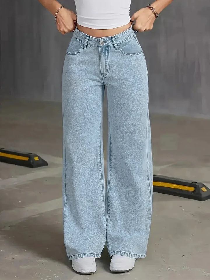 Natalie | Women’s Light Wash Wide Leg Jean