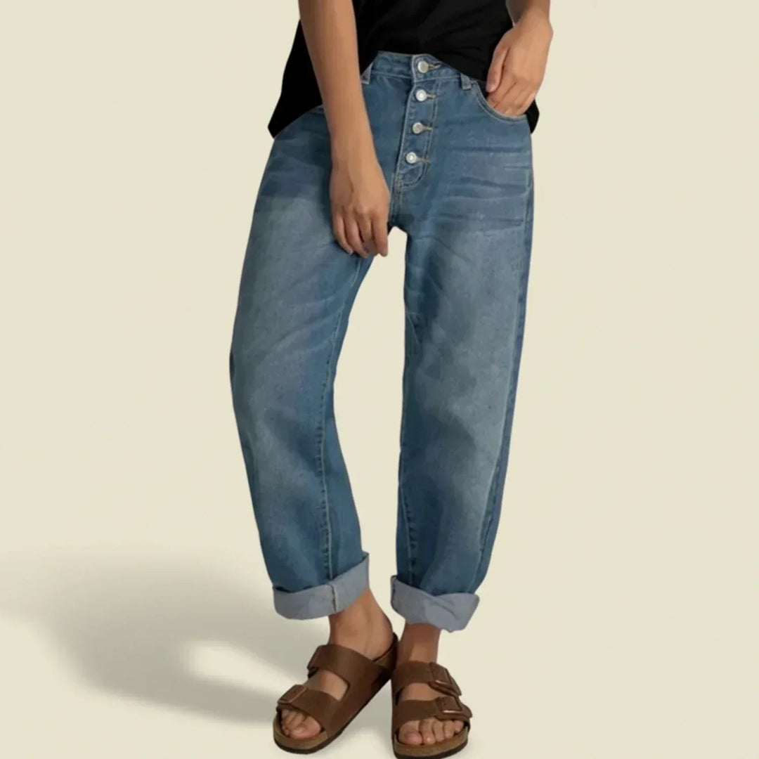 Claire | Women’s High Waisted Button Fly Jeans