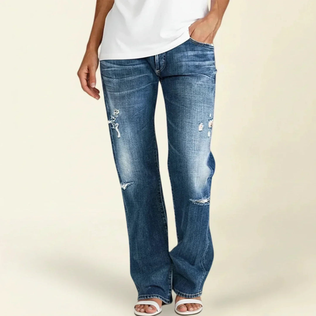 Chloe | Women’s Ripped High Rise Straight Jeans