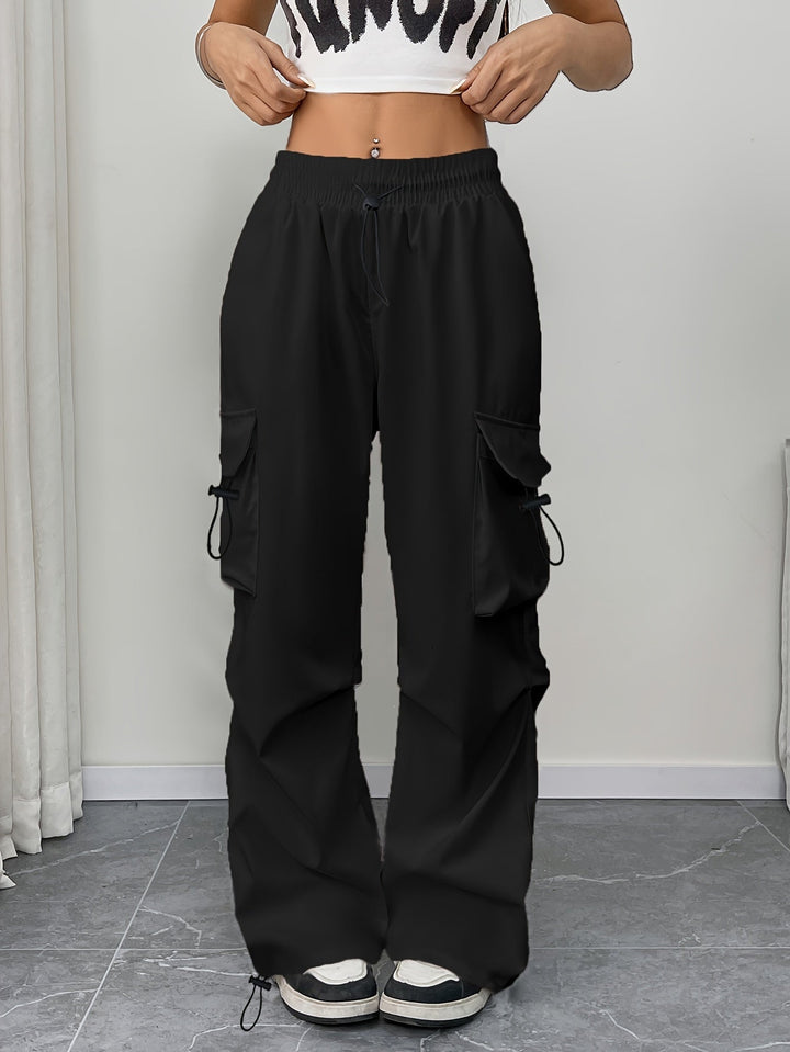 Chloe | Women's Wide Leg Cargo Pocket Drawstring Pants