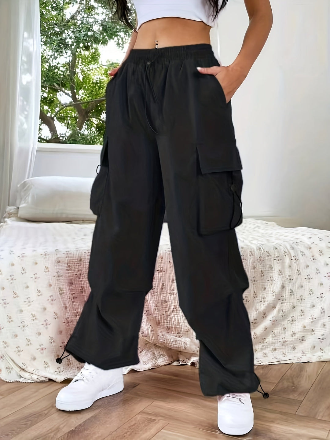 Charlotte | Women's Wide Leg Cargo Pocket Casual Pants