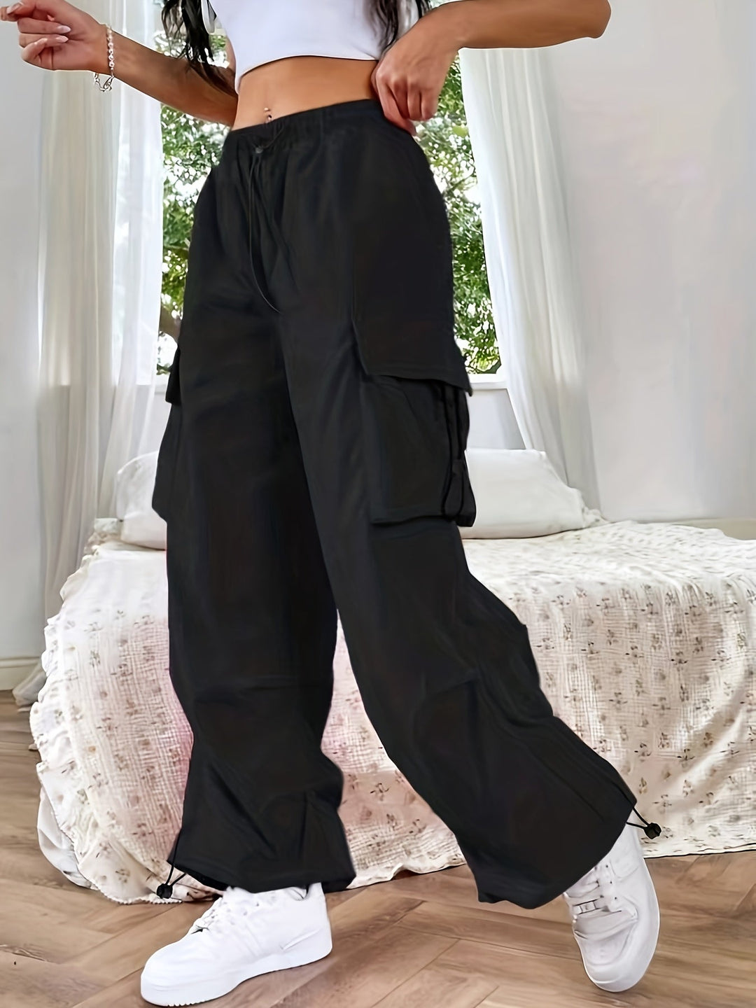Charlotte | Women's Wide Leg Cargo Pocket Casual Pants