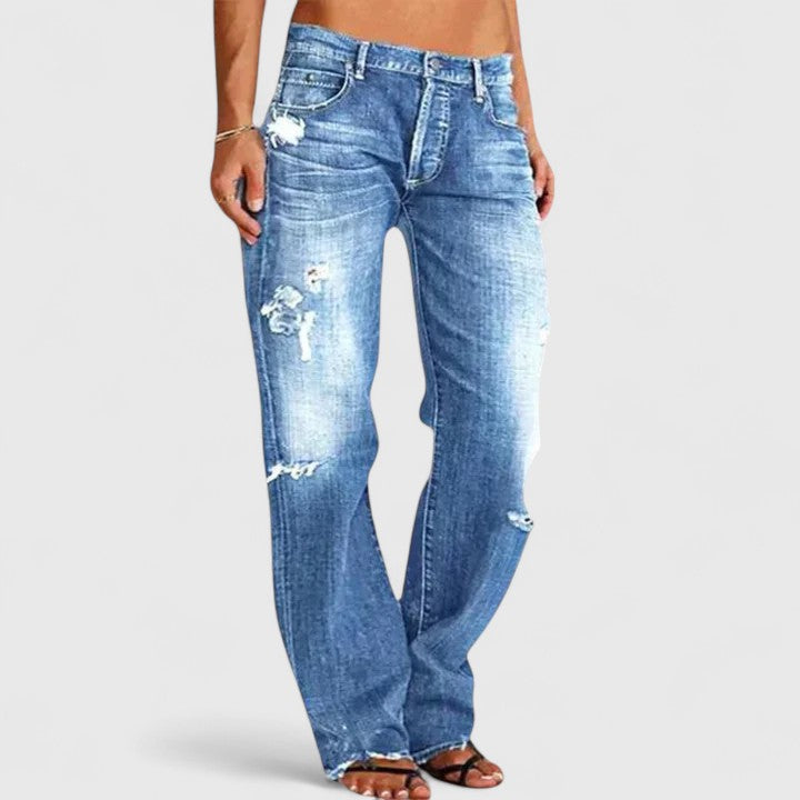 Michelle | Women's Distressed Low Rise Straight Leg Jean