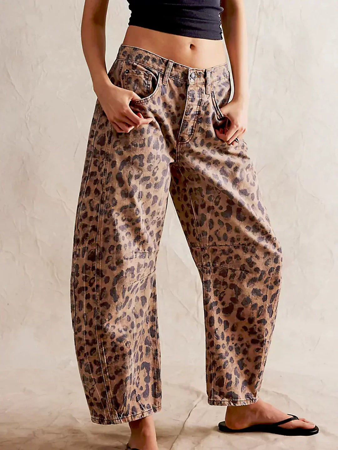 Olivia | Women’s Leopard Print Wide Leg Jeans