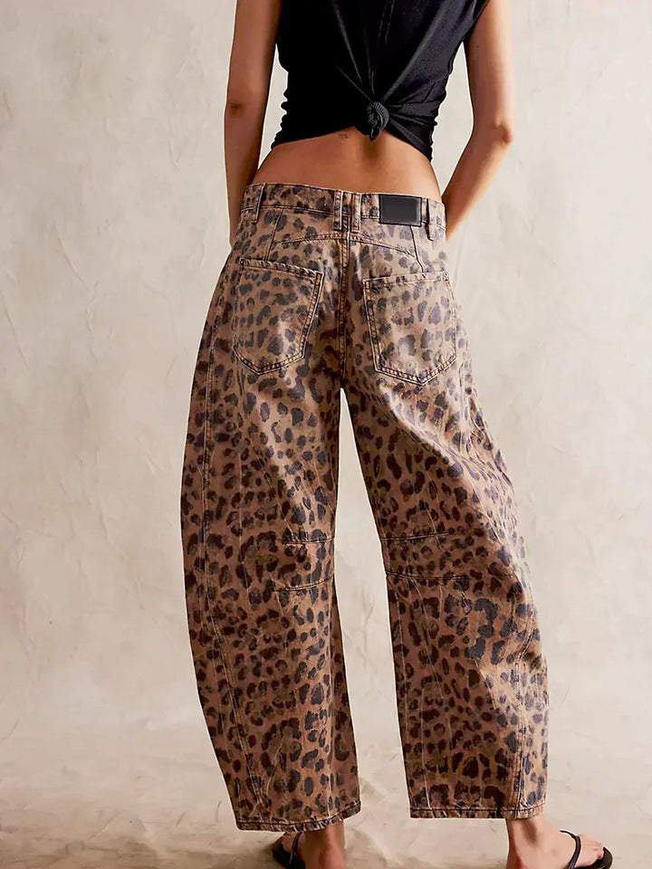 Olivia | Women’s Leopard Print Wide Leg Jeans